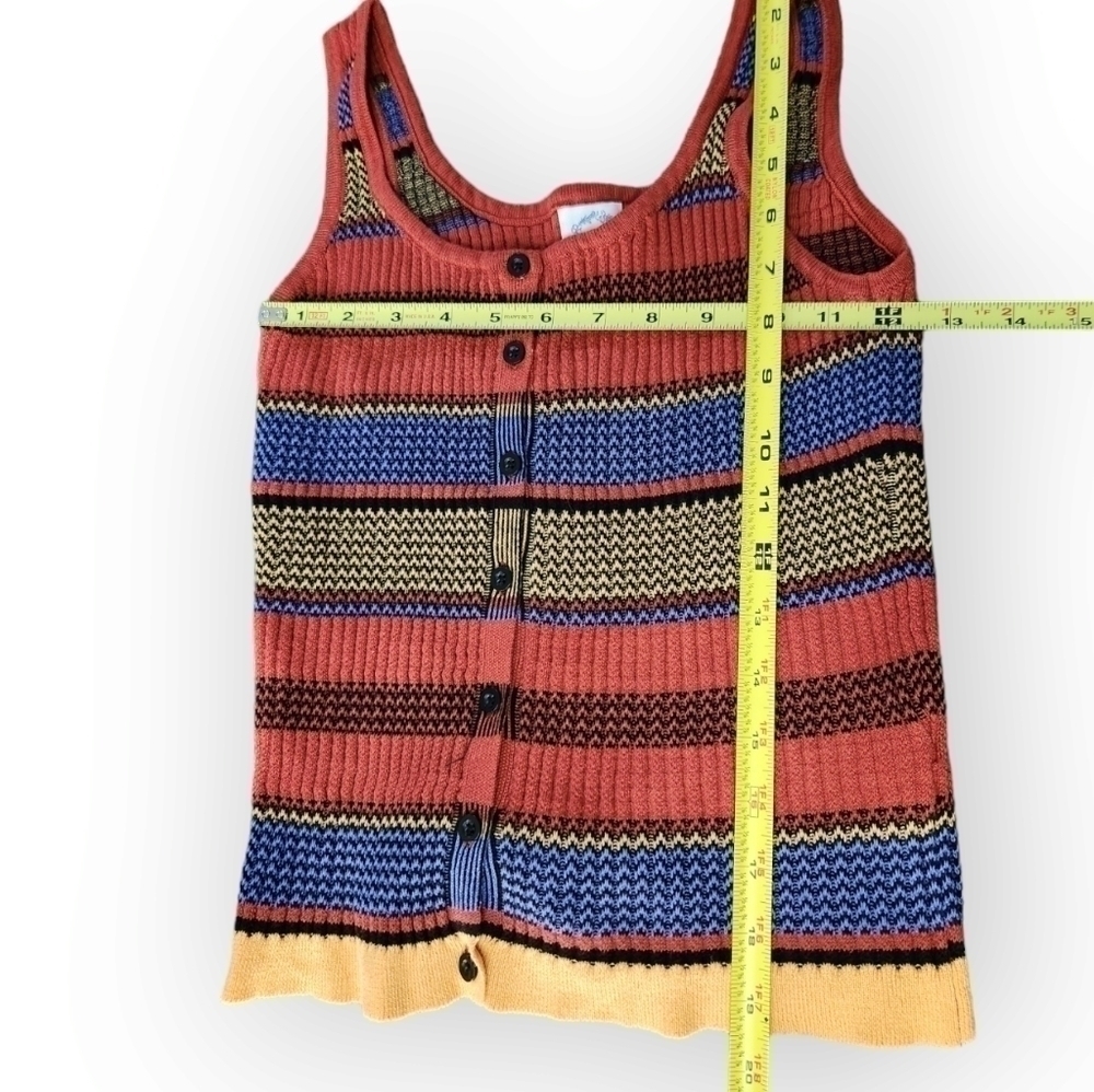 Blue Rain Ribbed Stripe Button Down Tank - Picture 4 of 6
